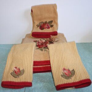 Waverly Embroidered Towel Set,1Bath Towels,1 Hand Towel & Two Face Towels